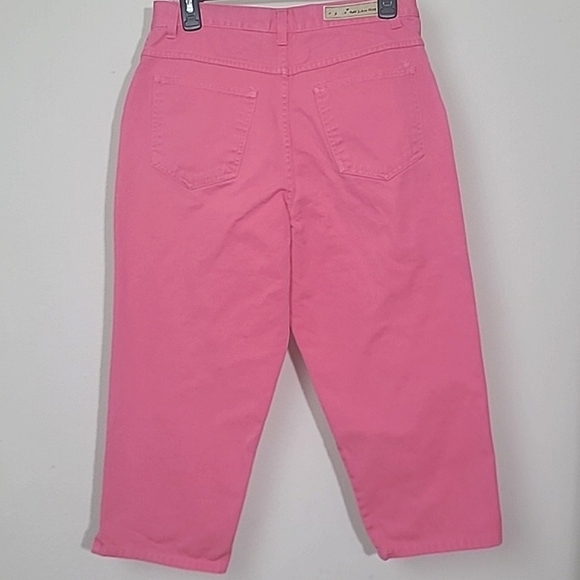 Y2K Pink Denim Capris High Waist Stretch Cotton Size 6 Bill Blass Straight Leg - Picture 3 of 6